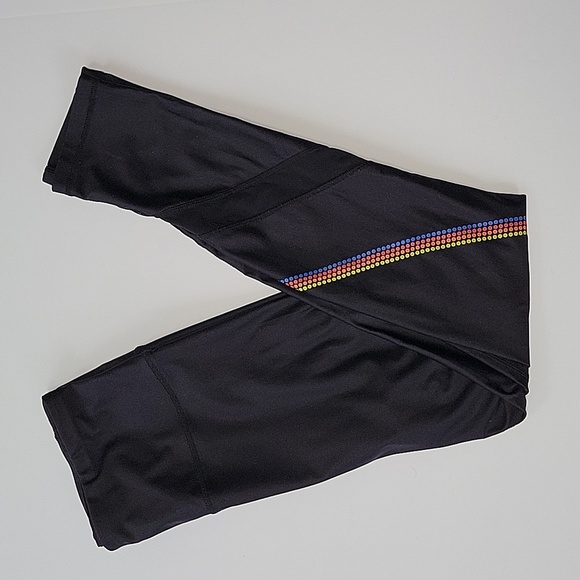 C&C California Black Rainbow Dot Mesh Legging Pants Bottoms Stretch Colorful M - Picture 3 of 10